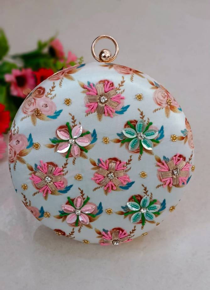 Embroidered Designer Round Printed Wholesale Clutches

